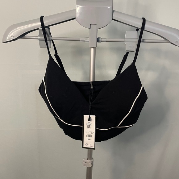 NWT Garage Softactive Piping Bralette Jet Black S Small New With Tags Bra Top - Picture 1 of 6